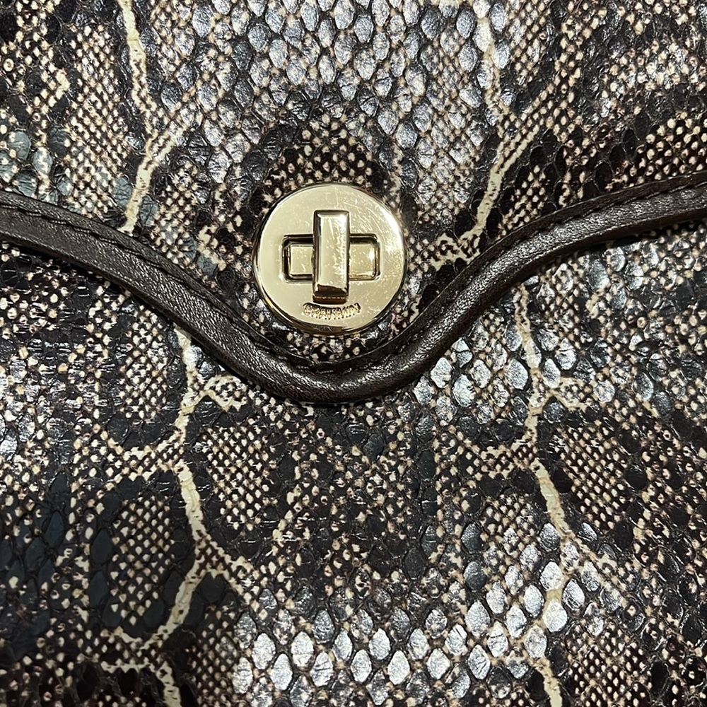 Top-Handle Snake-Print Satchel in Brown - Picture 4 of 11
